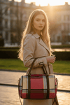 Colorblock Plaid Handbag